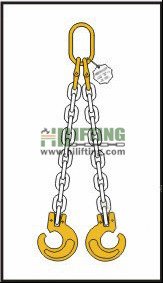 Double Chain Sling with Master Link and Clevis Forest Hook