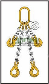 Double Chain Sling with Master Link and Clevis Self Locking Hook and Adjustable (Cradle Clevis Grab Hook)