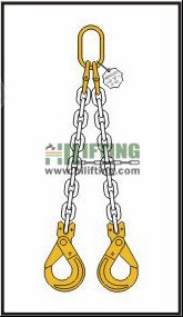 Double Chain Sling with Master Link and Clevis Self Locking Hook