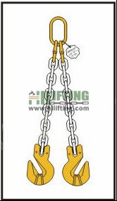 Double Chain Sling with Master Link and Cradle Clevis Grab Hook