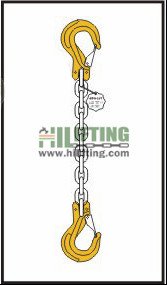 Single chain sling with clevis sling hook with safety latch each end