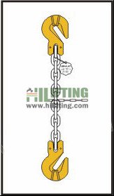 Single chain sling with cradle clevis grab hook each end