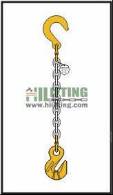 Single chain sling with eye foundry hook and cradle eye grab hook