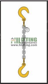 Single chain sling with eye foundry hook each end