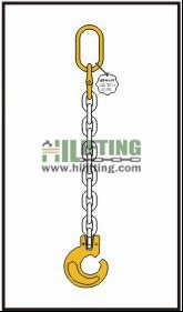 Single chain sling with master link and clevis forest hook