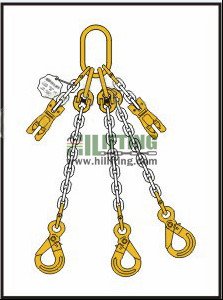 Triple Chain Sling with Master Link Assembly and Eye Self Locking Hook and Adjustable (Shortening Clutch)